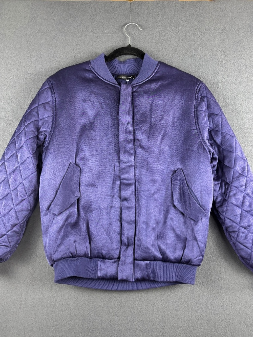Kendall & Kylie Satin Quilted Bomber Style Full Zip Jacket Size S